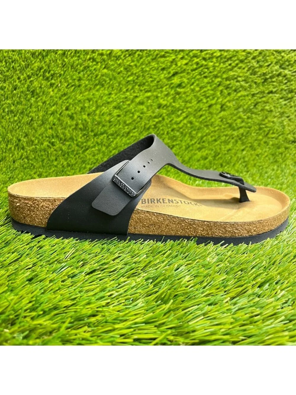 Birkenstock Gizeh Birko-Flor Mens Size 9 Black Brown Beach Outdoor Thong Sandals